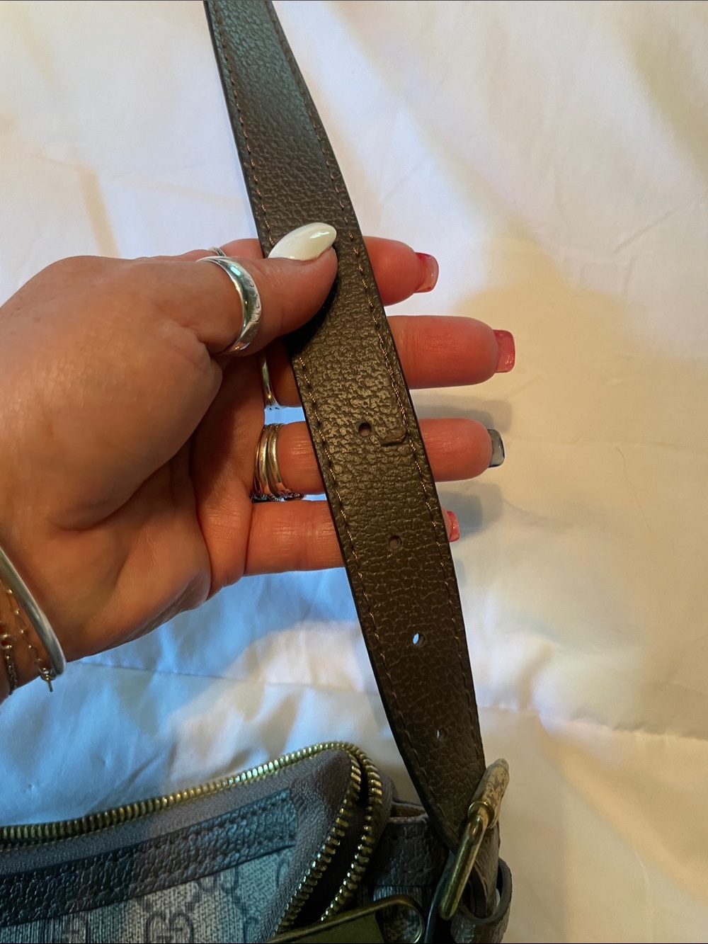 Gucci Brown GG Canvas Shoulder Bag with Green & Red Stripe - Picture 8 of 16